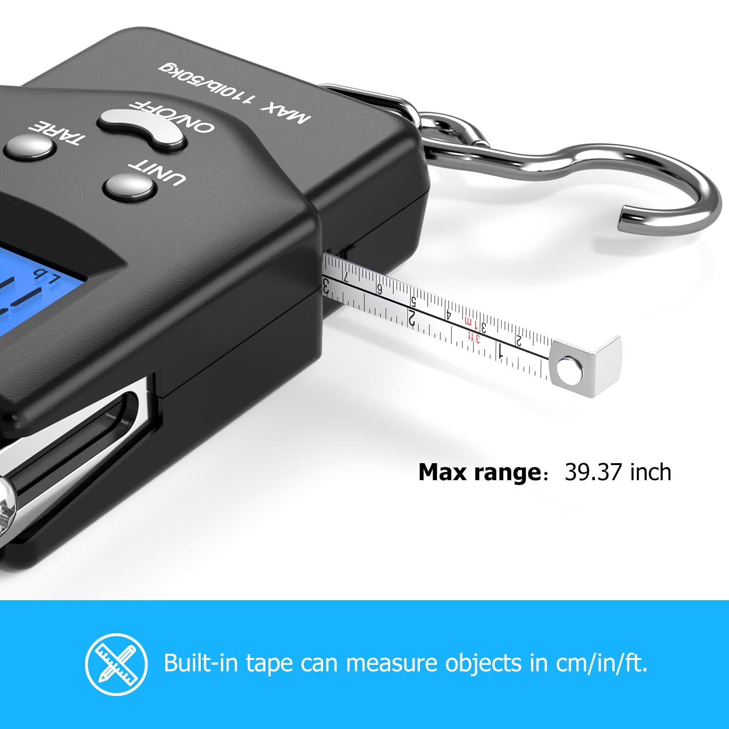 Pèse-poisson numérique Dr.meter – 50 kg / 110 lb avec ruban intégré