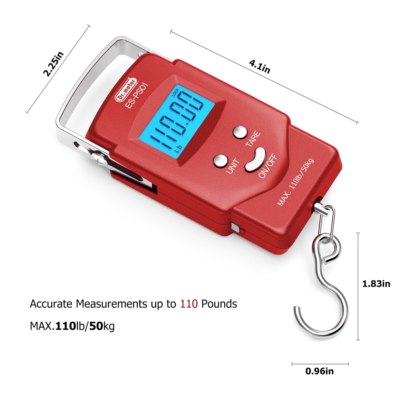 Pèse-poisson numérique Dr.meter – 50 kg / 110 lb avec ruban intégré